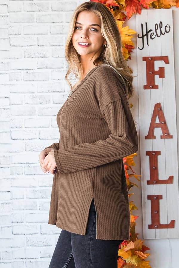 December Solid Waffle Top with Stitch