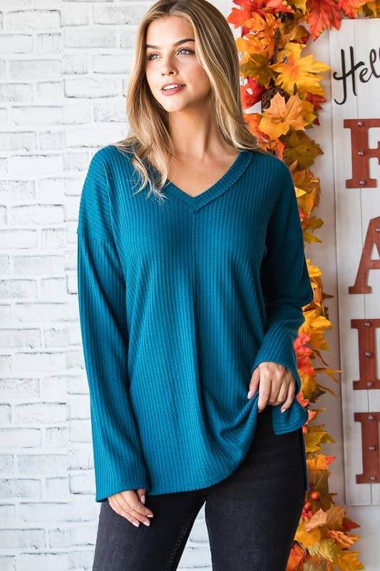 December Solid Waffle Top with Stitch