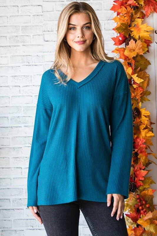 December Solid Waffle Top with Stitch