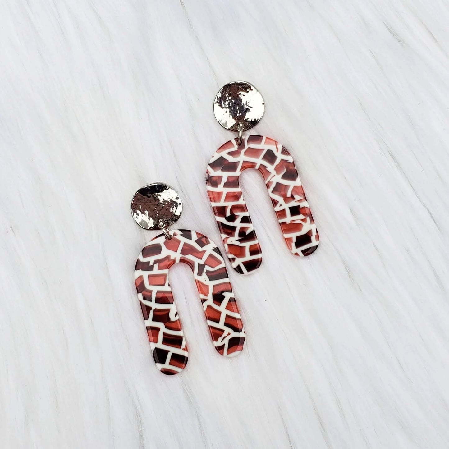 Pink Mosaic Arch Acrylic Earrings