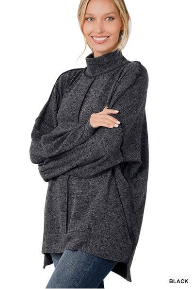 Ridley Brushed Melange Hacci Mock Neck Sweater