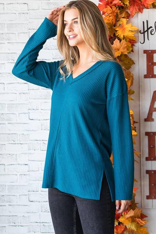 December Solid Waffle Top with Stitch