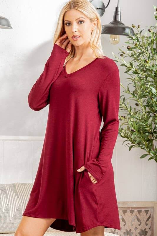 Morgan Solid Dress with Side Pocket