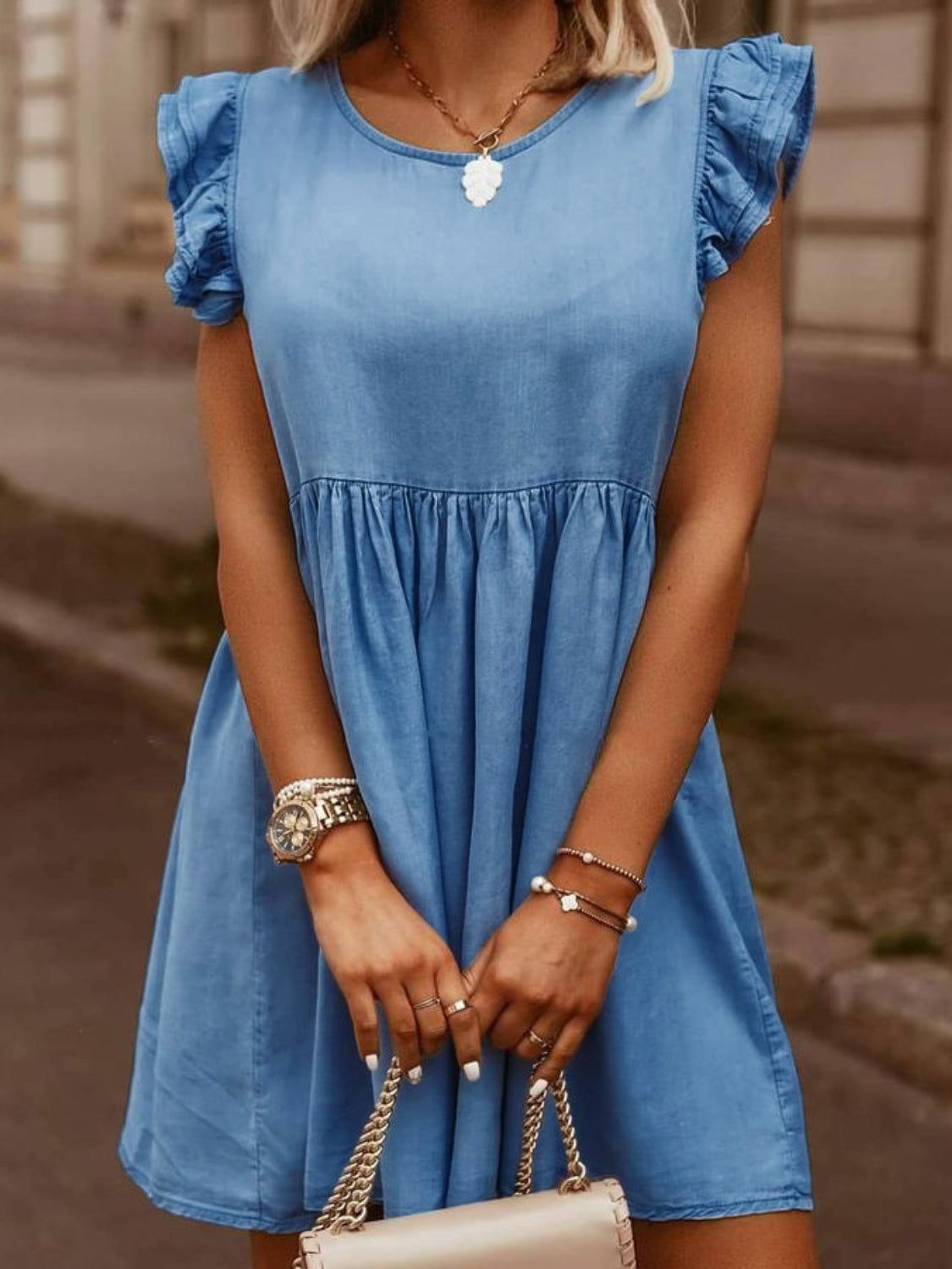 Ruffled Denim Dress