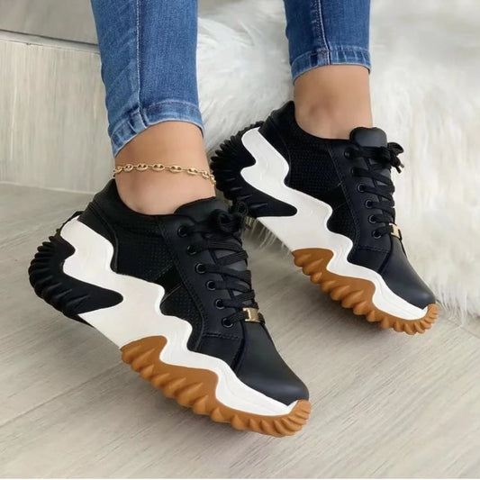 Lace-Up Leather Platform Sneakers