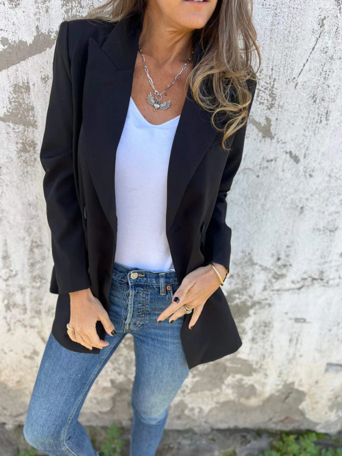 Collared Neck Long Sleeve Blazer