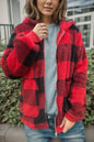 Plaid Long Sleeve Hooded Coat