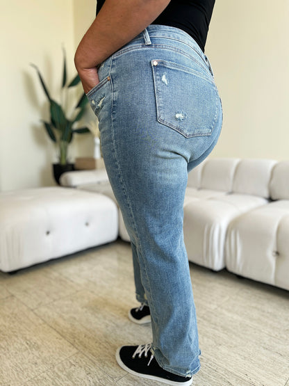 Judy Blue High Waist Distressed Straight Jeans