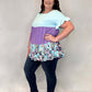 Aster Floral Tiered Top Purple, Blue, Multi-Colored