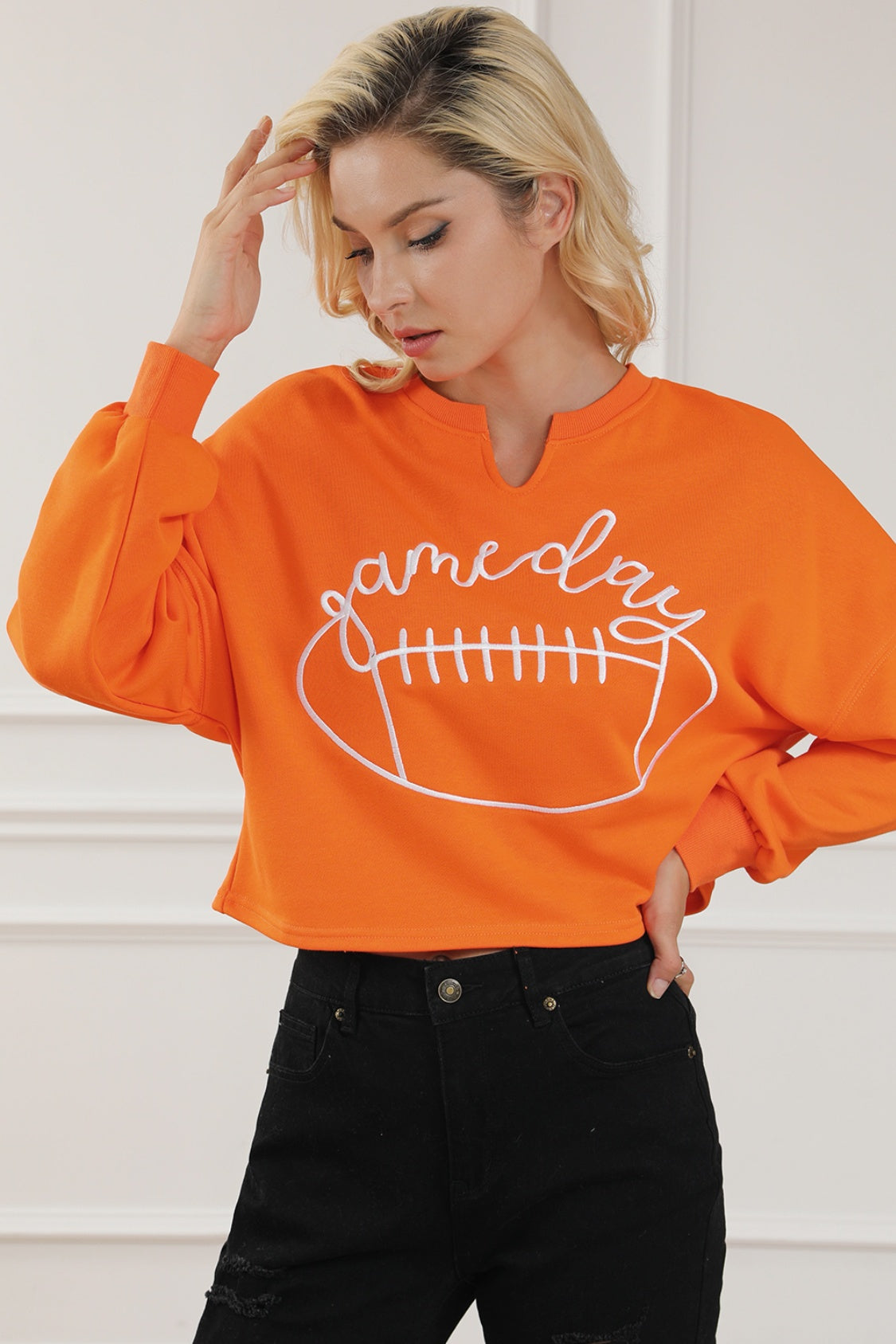 GAME DAY Football Graphic Notched Sweatshirt