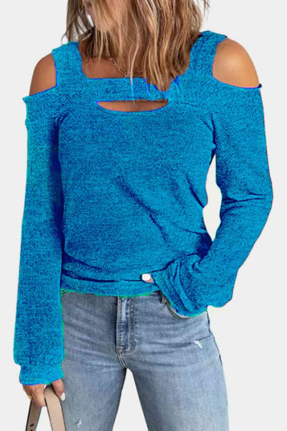 Trendy Cutout Cold Shoulder Blouse