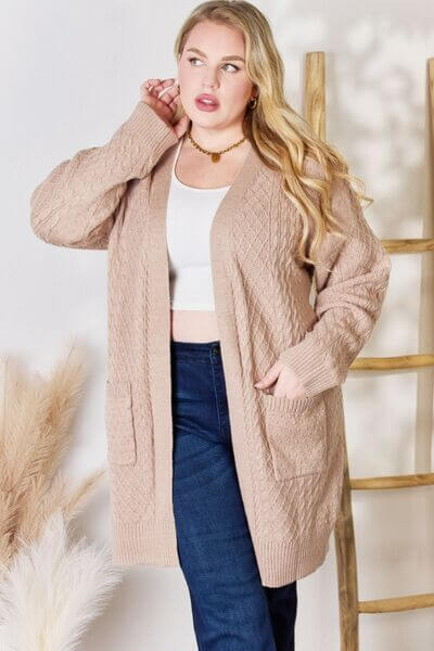 Cable Knit Cardigan With Pockets