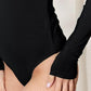 Black Round Neck Long Sleeve Bodysuit