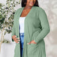 Gumleaf Green Ribbed Open Front Cardigan With Pockets
