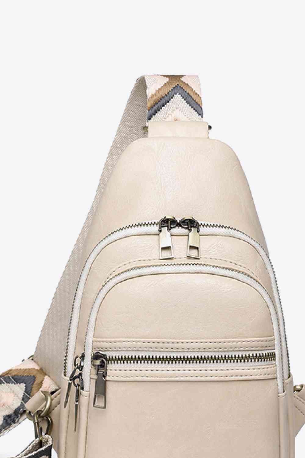 Cream Leather Sling Bag
