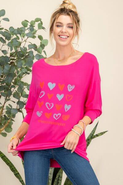Pink Heart Long Sleeve T-shirt
