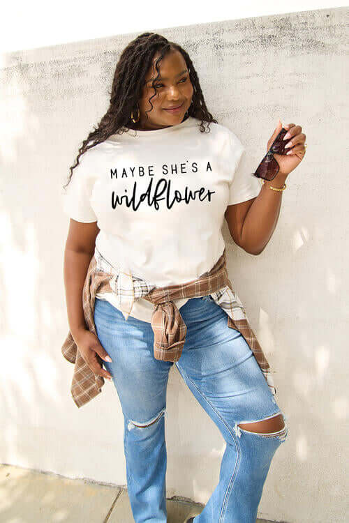Simply Love MAYBE SHE'S A WILDFLOWER Short Sleeve T-Shirt