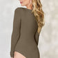 Taupe Brown Round Neck Long Sleeve Bodysuit