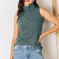 French Blue Ribbed Turtleneck Tank Top
