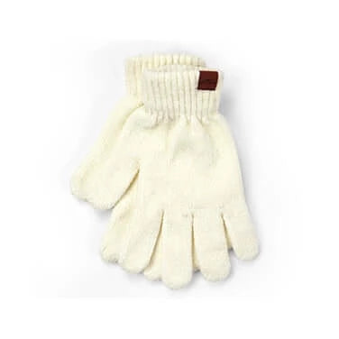 White Knit Chenille Gloves
