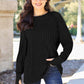 Black Ribbed Round Neck Long Sleeve Knit Top