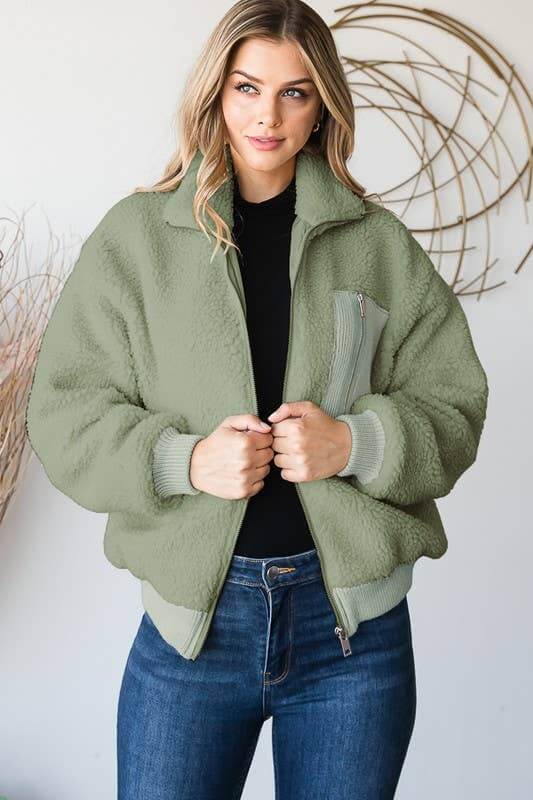 Green Sherpa Lined Jacket
