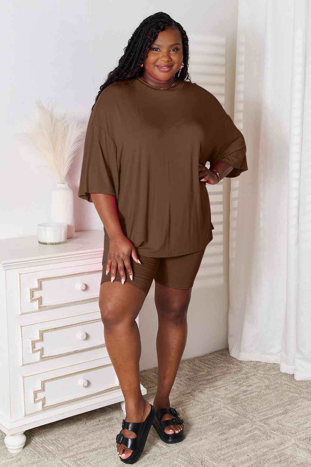 Chocolate Brown Soft Top & Shorts Set 