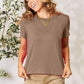 Taupe Brown Round Neck Short Sleeve T-Shirt