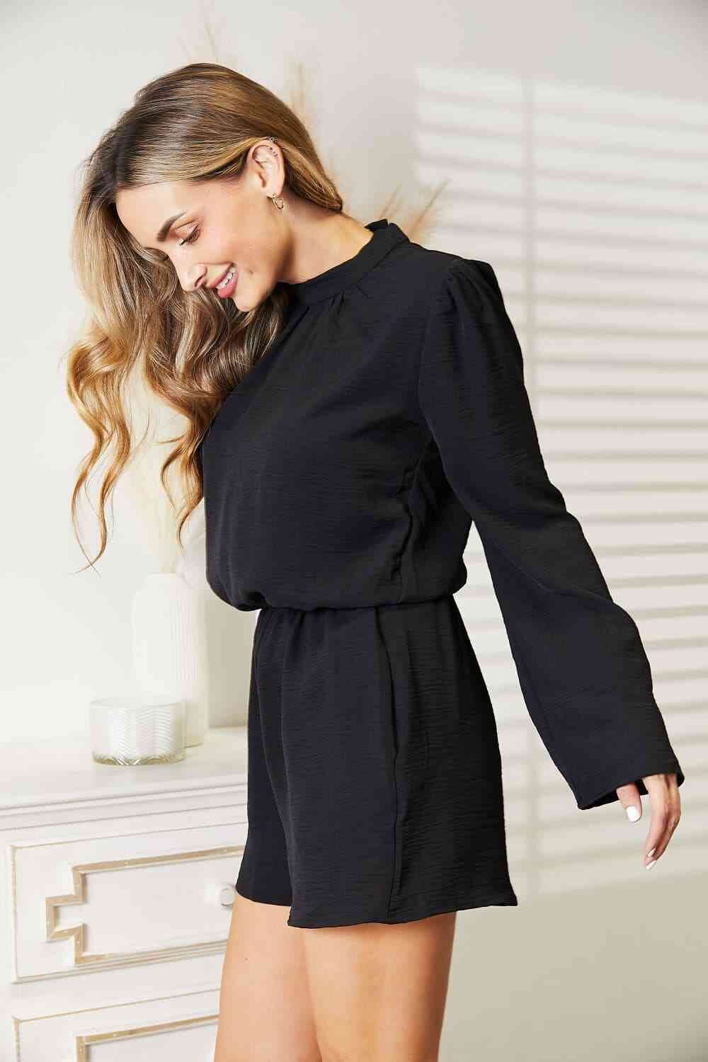 Black Romper With Pockets