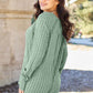 Light Green Ribbed Round Neck Long Sleeve Knit Top 