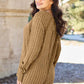 Tan Brown Ribbed Round Neck Long Sleeve Knit Top 
