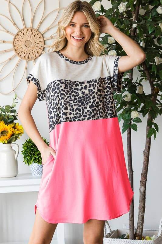 Pink & White Animal Print Dress