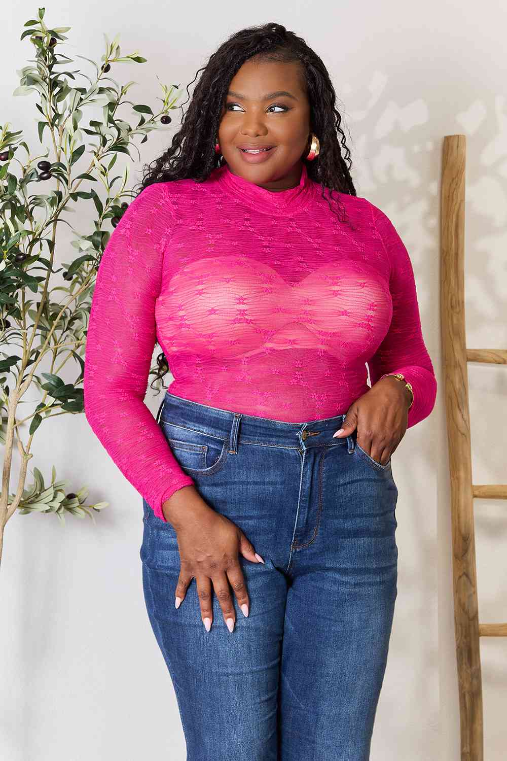 Magenta Pink Long Sleeve Bodysuit