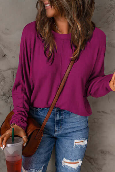 Pink Purple Long Sleeve Blouse