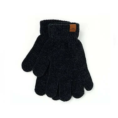 Black Knit Chenille Gloves